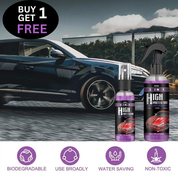 3 in 1 High Protection Quick Car Ceramic Coating Spray - Car Wax Polish Spray (Pack of 2)