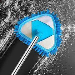 Rotatable Triangle Mop with Long Handle, Microfiber Flat Floor mop Rotatable Cleaning Brush Glass Wiper Window Cleaner
