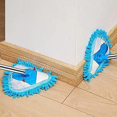 Rotatable Triangle Mop with Long Handle, Microfiber Flat Floor mop Rotatable Cleaning Brush Glass Wiper Window Cleaner